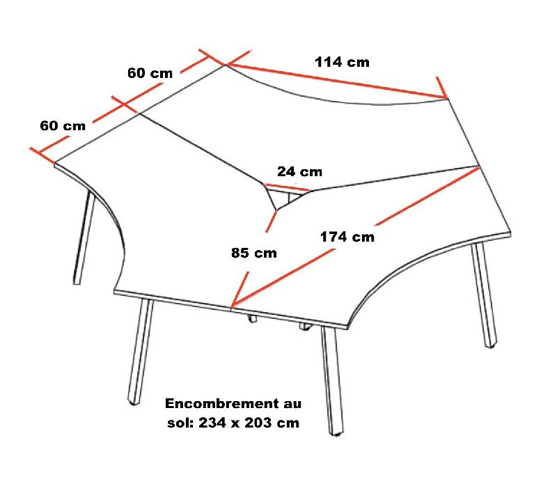 Bureau bench 3 personnes Ogi - MDD. - Blanc 9010, Blanc_1