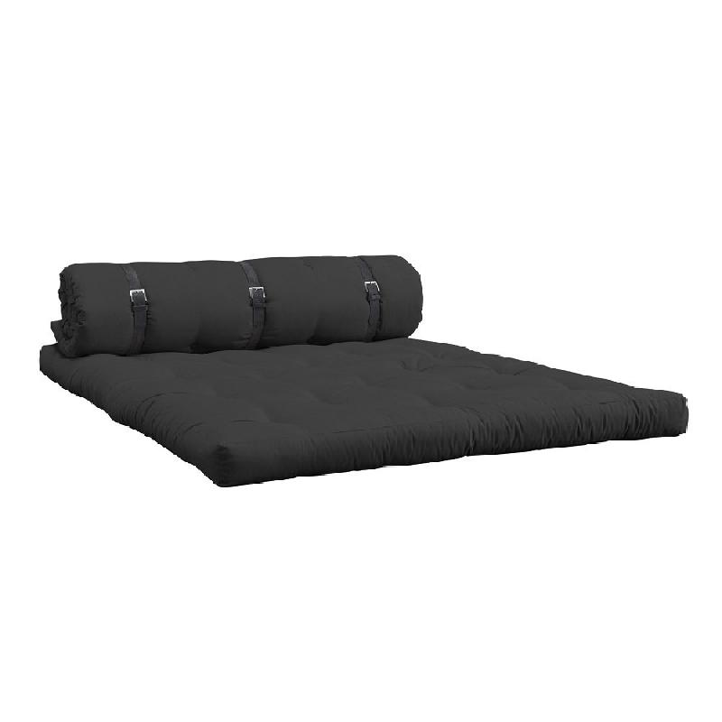 Canapé futon standard convertible Buckle-Up Sofa - Gris foncé - Matelas 140x200 cm, épaisseur 12 cm_1