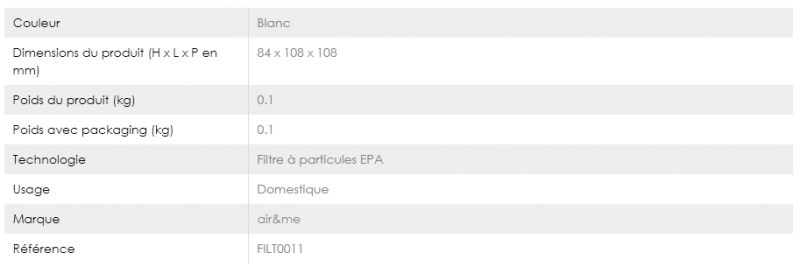 Filtre EPA & charbon actif Buldair - Air&Me - 84x108x108 mm - FILT0011_1