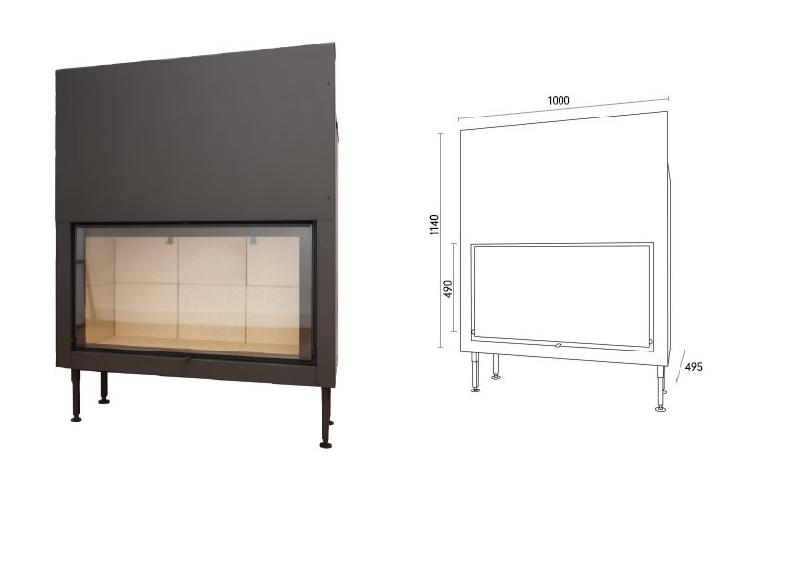 Pack complet insert large vision C-1000ES - porte guillotine 15kW + kit ventilation - marque Termofoc_1