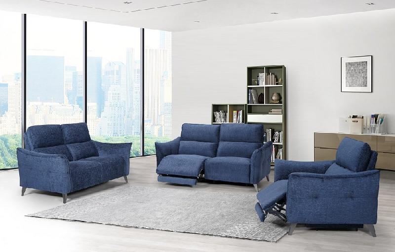 Canapé fixe 2 places ATTITUDE - tissu chenillé bleu nuit - design contemporain et confort optimal_1