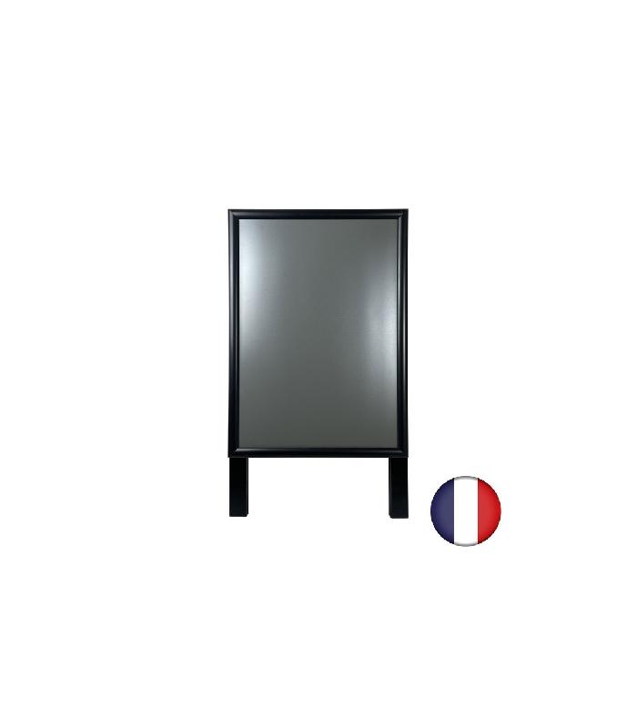 Chevalet stop trottoir bois noir avec porte affiche alu format A2 - Dimensions 78 x 45 cm - Référence : LSTFA2N_1