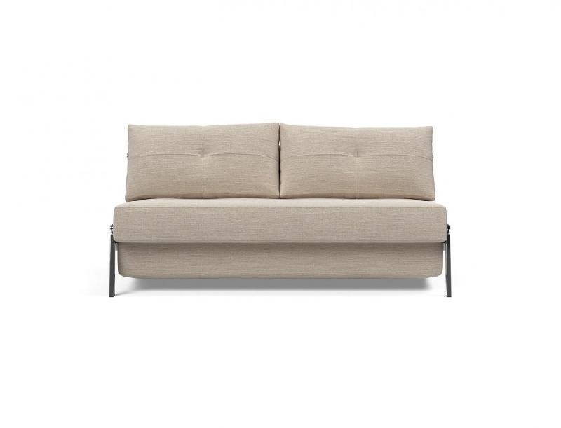 Innovation Living - Canapé design convertible Cubed 02 Chrome 160 en tissu Blida Sand Grey - Couchage 160x200 cm_1