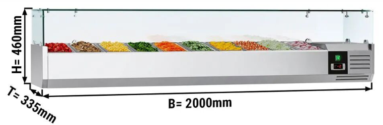 Saladette réfrigérée à poser 10 bacs gn 1/4 - vitrine à ingrédients de 200 cm_1