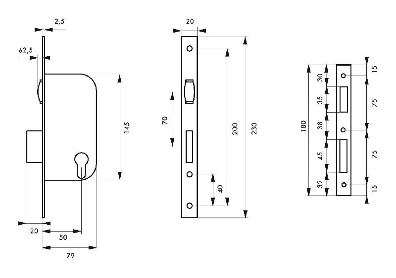 Serrure encastrable pour porte d'entrée - rouleau laiton - têtère et gâche en acier - réf. 00012289 - marque Thirard_1