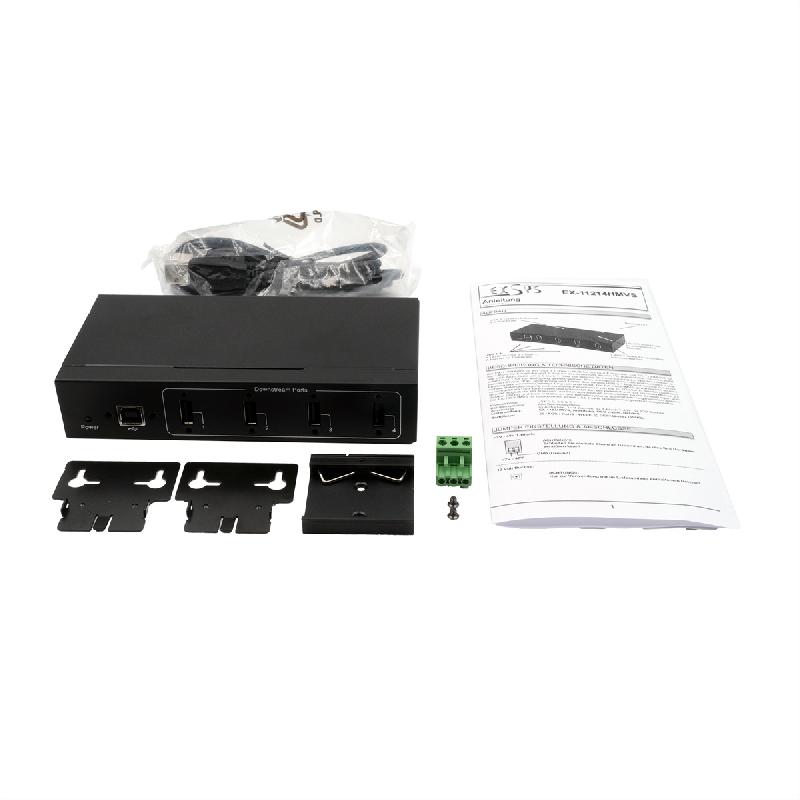 EXSYS EX-11214HMVS HUB 4 ports USB 2.0 métal avec alimentation 5V/2A Genesys Chipset_1