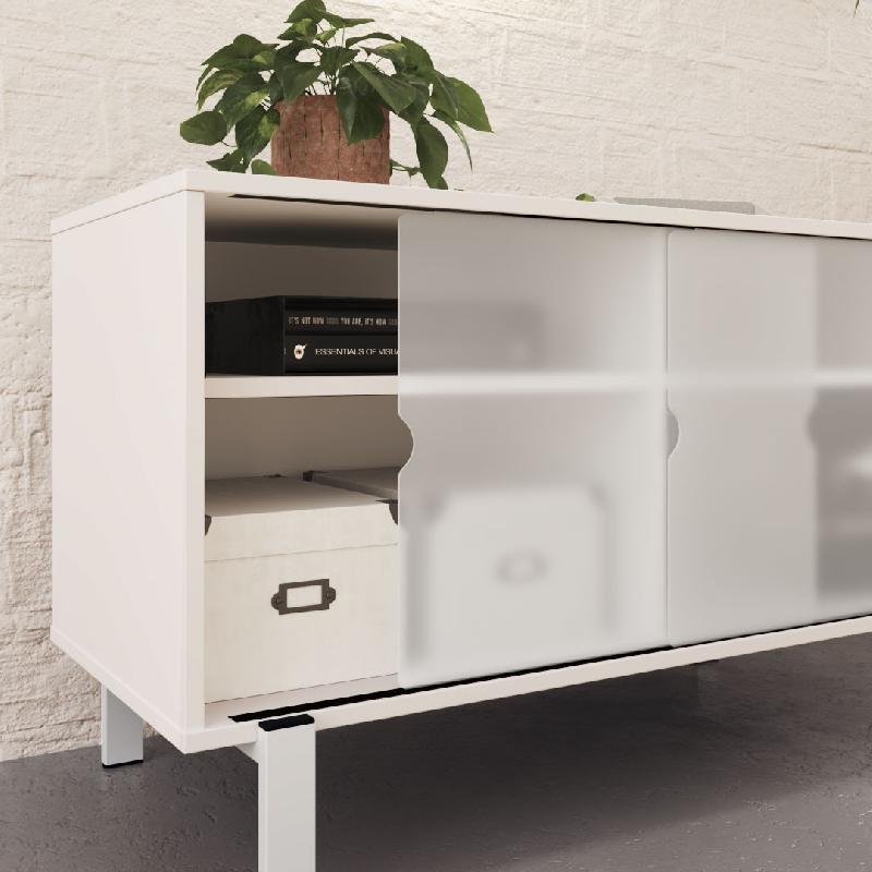 Meuble de service avec portes coulissantes - alu, blanc pastel, blanc_2