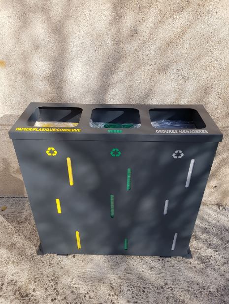 Poubelle de tri sélectif - trois bacs - design moderne_2