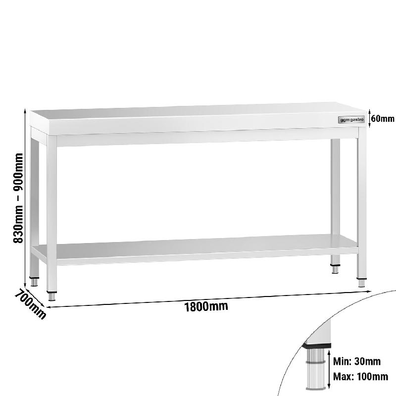 Tables Inox de Travail Centrales Premium avec Etagère - Profondeur 700 mm - 1800_1