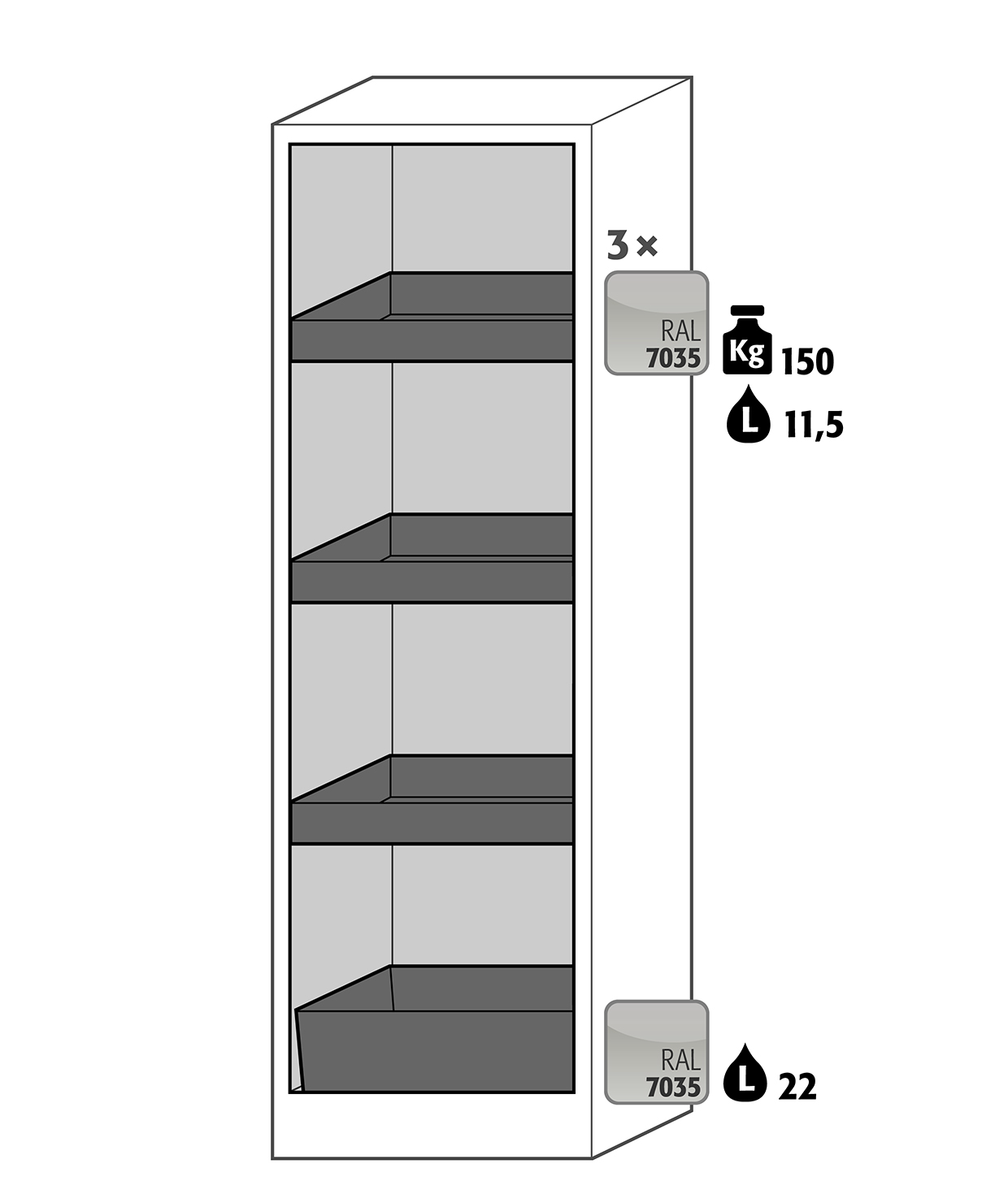Armoire de sécurité Q-CLASSIC-30 modèle Q30.195.056.FU.WDAS - réf 37582-061-37608 - Type 30 avec portes battantes et serrure profilée_1