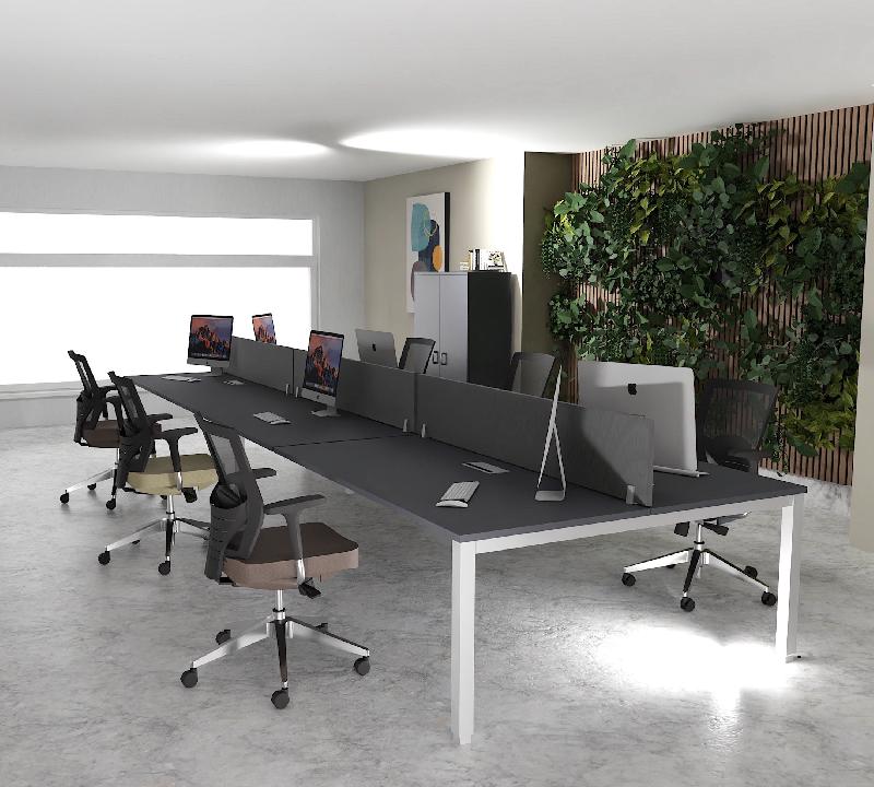Bureau 6 personnes Tempo - Mobel linea - Alu, Anthracite, 360_0