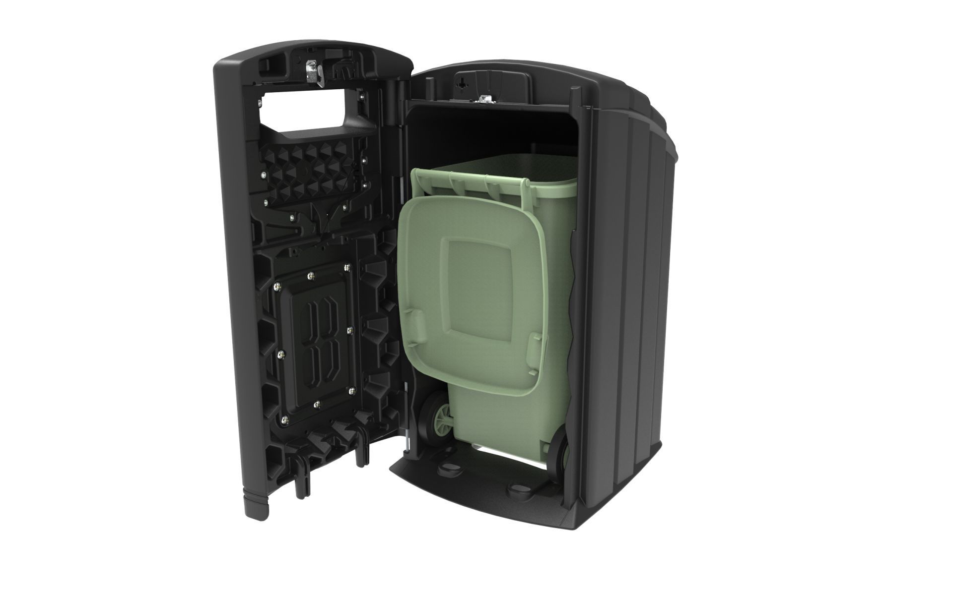 Cache-conteneurs et abris poubelles robuste en polyéthylène renforcé - personnalisable - 140L ou 240L_2