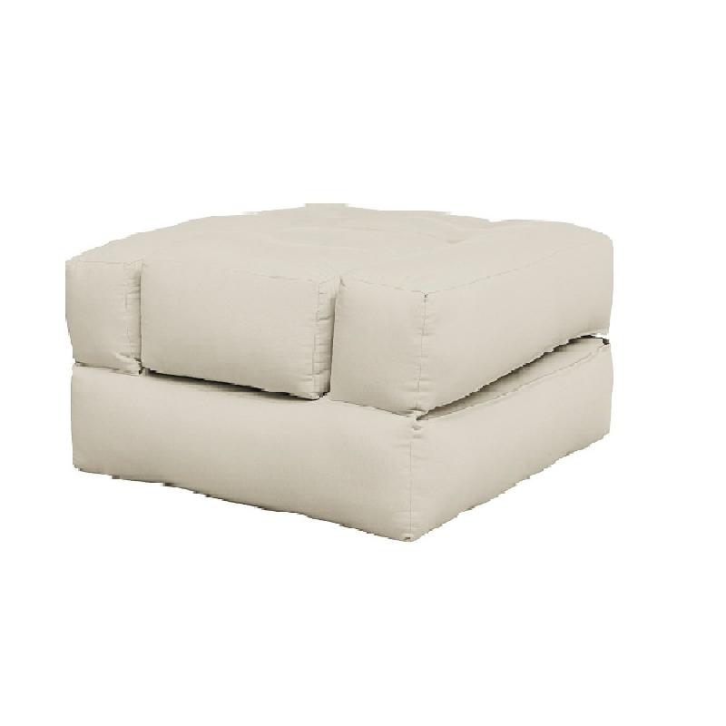 Fauteuil futon convertible Cube Chair - couleur beige - matelas 90x190 cm - design et pratique_1