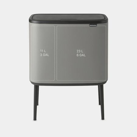 Poubelle tri sélectif Bo Touch Bin - 11 + 23 litres - Mineral Concrete Grey - Brabantia, 34L, 2 compartiments_1