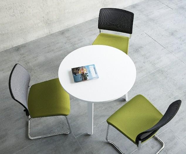 Table de réunion ronde Ogi - MDD. - Argent Ral 9006, 100, Aluminium satiné_1