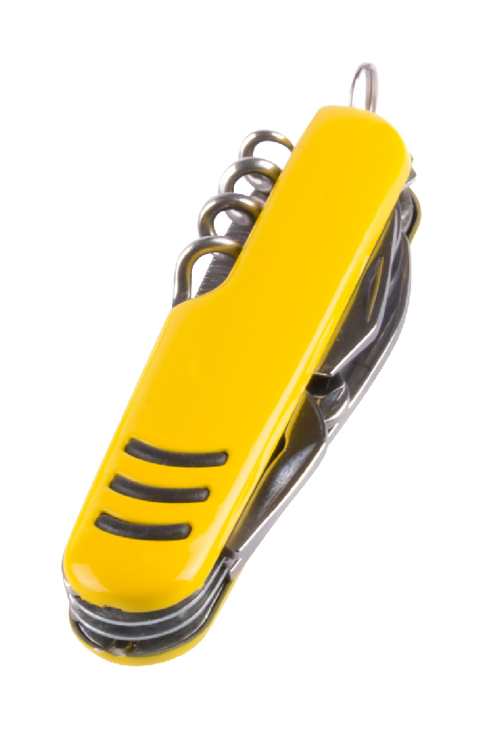 Couteau multifonctions en inox - 9 fonctions - Couleur jaune - 53g_1