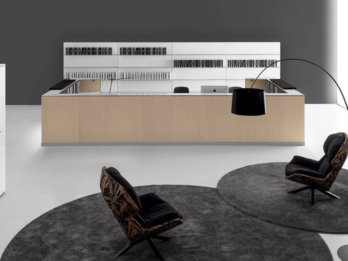 Banque d'accueil éclairée au design moderne et épuré - DV703 QUBO - Conception modulaire avec éclairage LED intégré_1