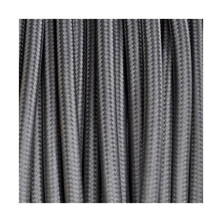 Fil électrique tissé gris vintage - Look rétro en tissu - Vendu au mètre_1