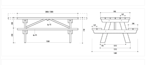 Table pique-nique BERLIN - En pin du Nord traité autoclave classe IV - 10580 - certifié FSC - 200 cm - à sceller_1