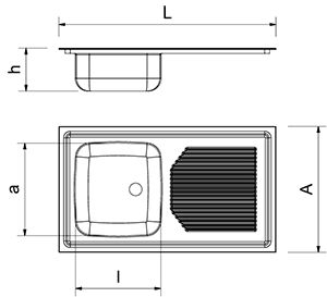453204 - evier inox à encastrer - fricosmos - avec bac à droite et égouttoir à gauche_1