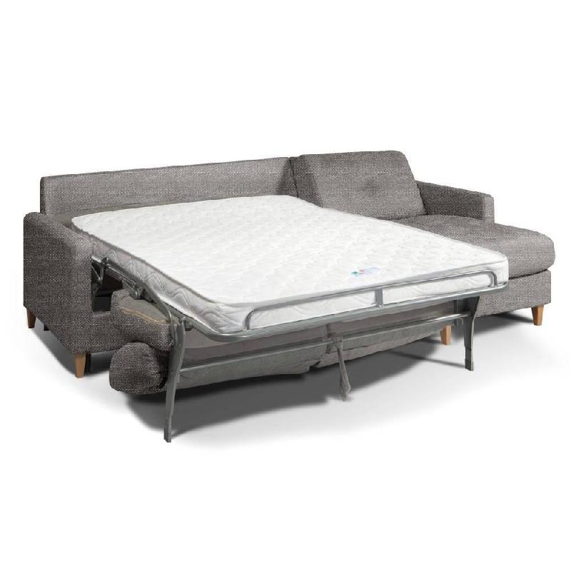 Canapé d'angle scandinave 140 cm - Matelas 16 cm - Système express - Sommier lattes Renatonisi - Tweed taupe_1
