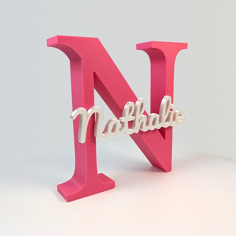 Mot sur initiale en Impression 3D - Soie vert_1