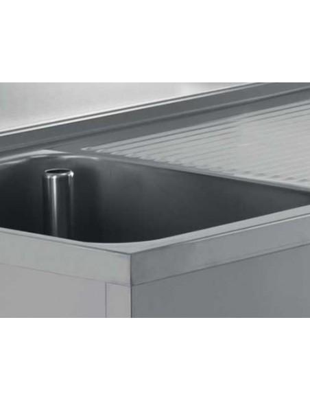 Table inox neutre - 2 bacs + égouttoir - Référence: TL2E14_1