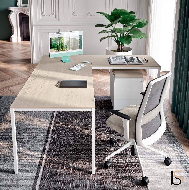 Bureau de Direction avec retour X1- Officity - 180, Alu, Blanc_1