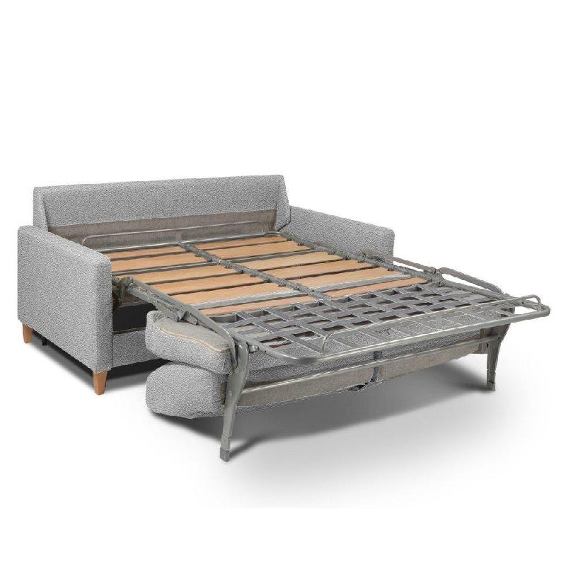 Canapé convertible OGGETTO - Matelas 16 cm - Système express - Sommier lattes 120 cm - Polyuréthane gris clair - Style suédois_1