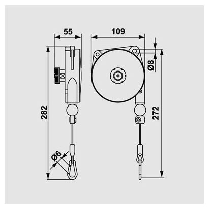 Équilibreur enrouleur 9311-9313 - câble inox - capacité 0,4 à 3 kg - course 1600 mm_1