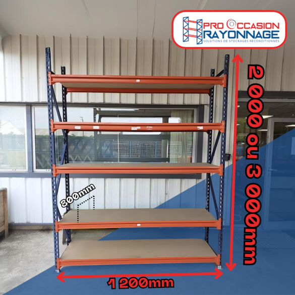 Rack mi-lourd - Hauteur 2000mm ou 3000mm, Longueur 1200mm, Profondeur 800mm - Mecalux M7_1