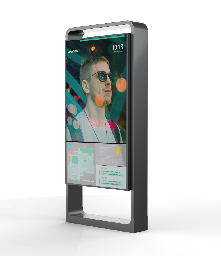 Totem portrait extérieur TITAN - Design épuré, écran LG/Samsung haute résolution, 24h/24 et résistant aux UV_1
