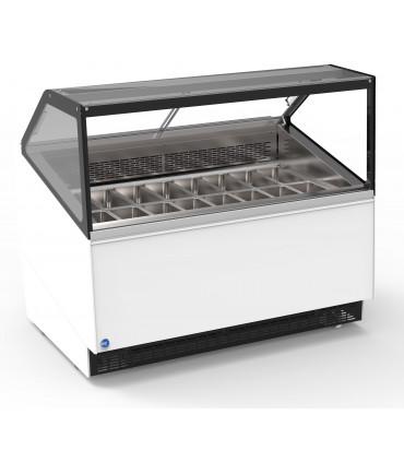 Vitrine à crèmes glacées avec grande façade en verre, pour chr, traiteurs, boulangeries, pâtisseries, marchands de glace et snacks -  delight 16 iarp_1