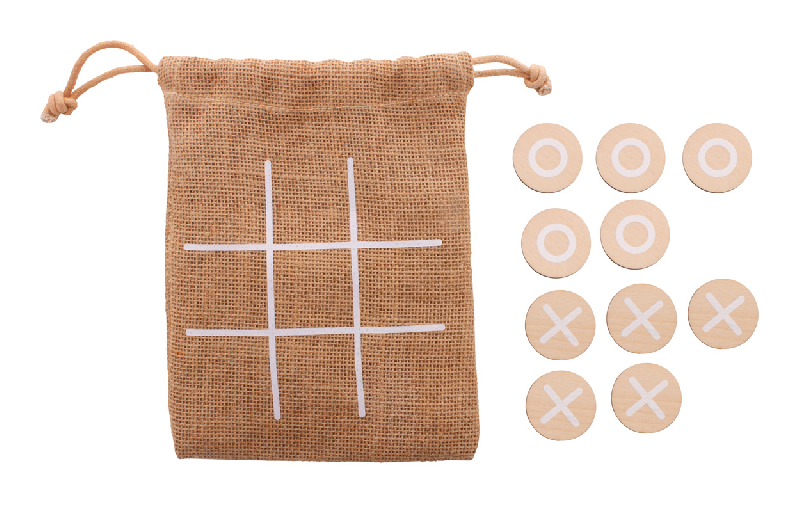Jeu de morpions sur mesure - contreplaqué de bouleau, 10 jetons et étui en jute_1