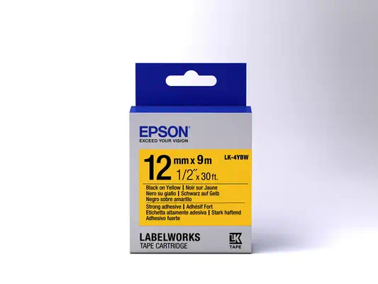 Epson LK-4YBW - Adhésif Fort - Noir sur Jaune- 12mmx9m_1