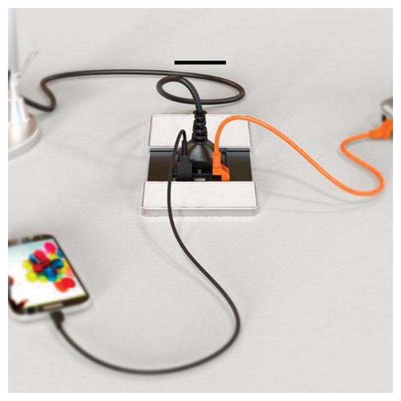 Table haute Média THM209 - électrification intégrée avec top access PC, USB, HDMI et structure métallique rigide_1