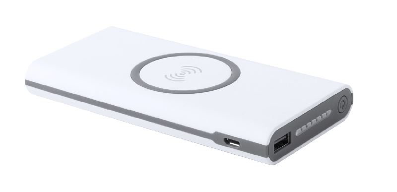 Power bank en plastique - 6000 mAh - Chargeur sans fil intégré - Ports USB et USB-C - Couleur blanche_1