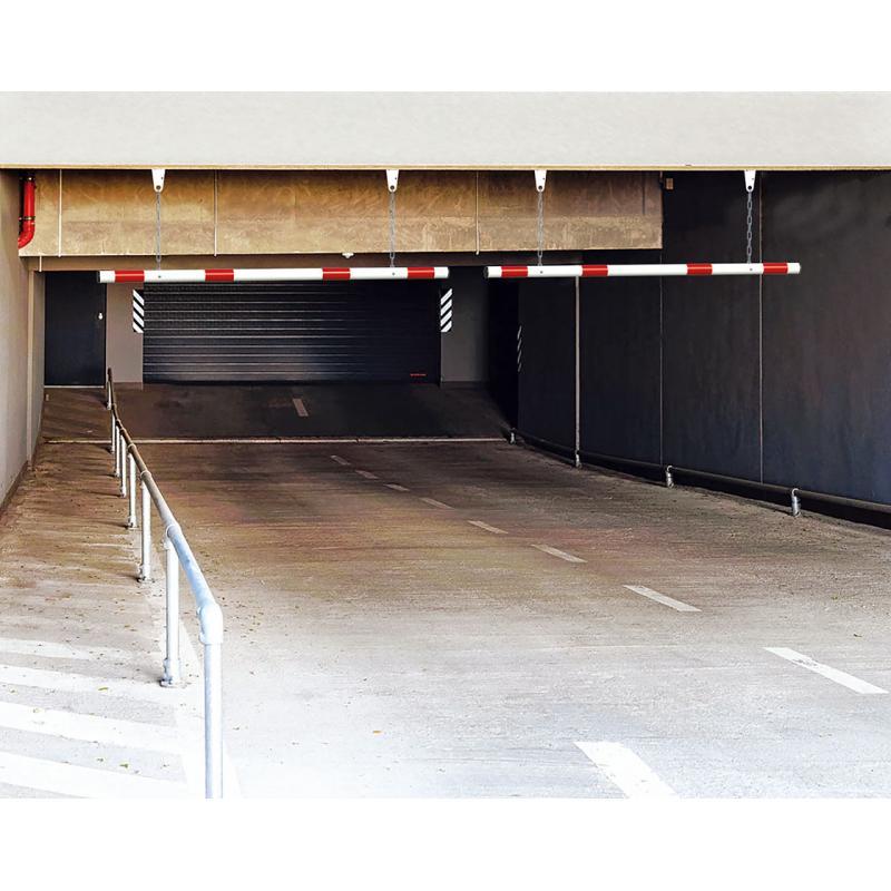 Limiteur de hauteur pour véhicules hors gabarits - Barre acier rouge et blanc - Fixation par chaîne 500 mm_1