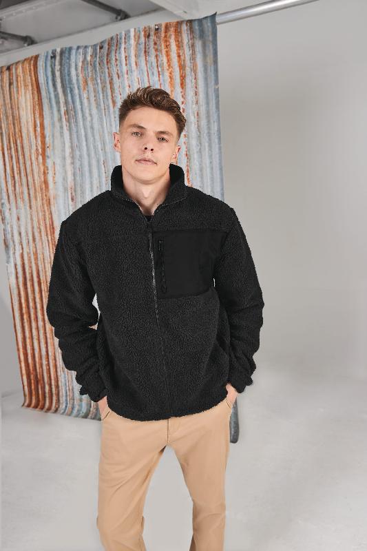 Polaire sherpa recyclée - Front Row - Réf: FR854 - 100% polyester recyclé - Col entonnoir contrasté_1