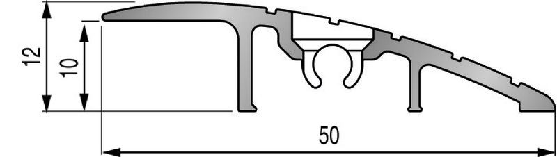 Rampe de seuil en aluminium brut - 10 mm pour revêtement - 50 x 10 mm - longueur 3 m - Référence DIN036_1