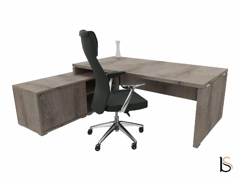 Bureau monochrome TAK avec rangement intégré - Mobel Linea - 205, Gauche, Chêne grisé_2