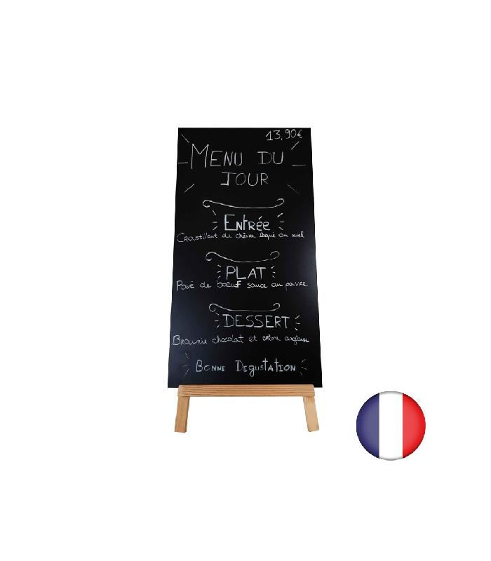 Chevalet trépied en bois brut - Ardoise double face 97 x 52 cm - Référence : LSTF7BRUT+97X52_1