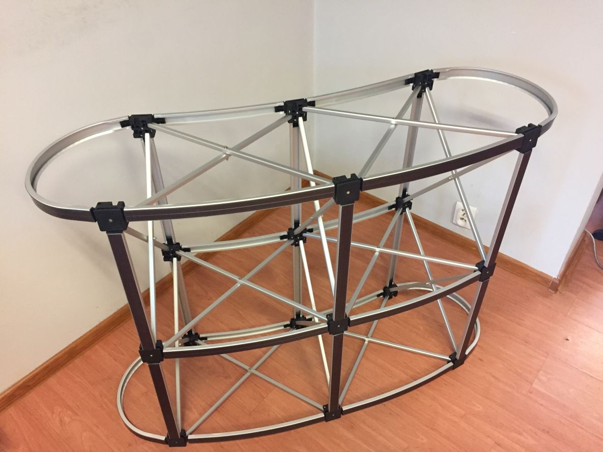 Comptoir pliable parapluie taille L - 2x2 avec plateau 40x130 cm et étagère intérieure_1