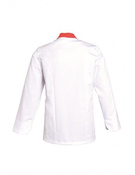 Fernaml000 - Veste de cuisine SNV - col officier rouge - manches longues - découpe princesse_1