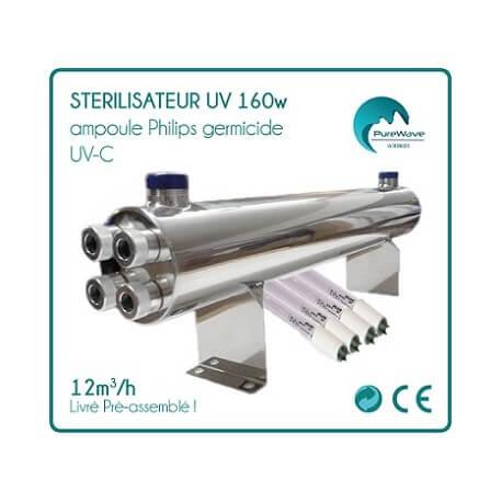 Stérilisateur UV 160W - Ampoule Philips Germicide UV-C - Acier inoxydable - Débit 12 m³/h_1