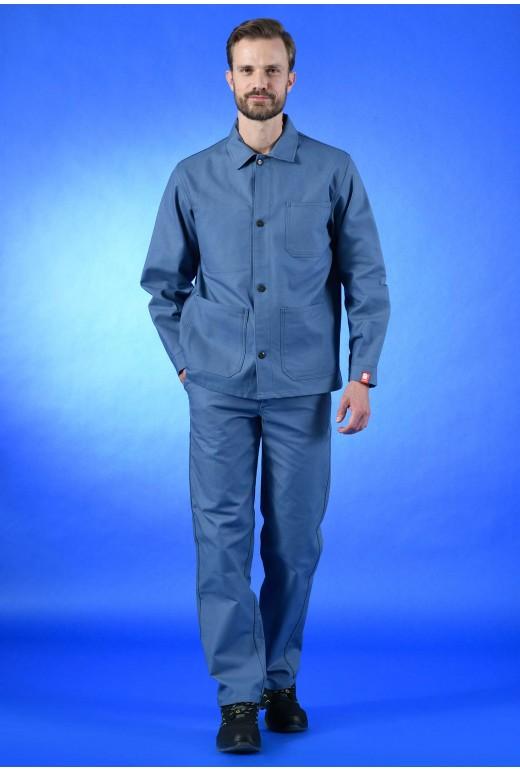 Veste de travail à boutons 100% coton croisé grise - Réf. 110*cr4_1