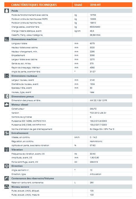 3516 HT H176 - Compacteur monocylindre HAMM - 15 755 kg avec cylindre lisse_1