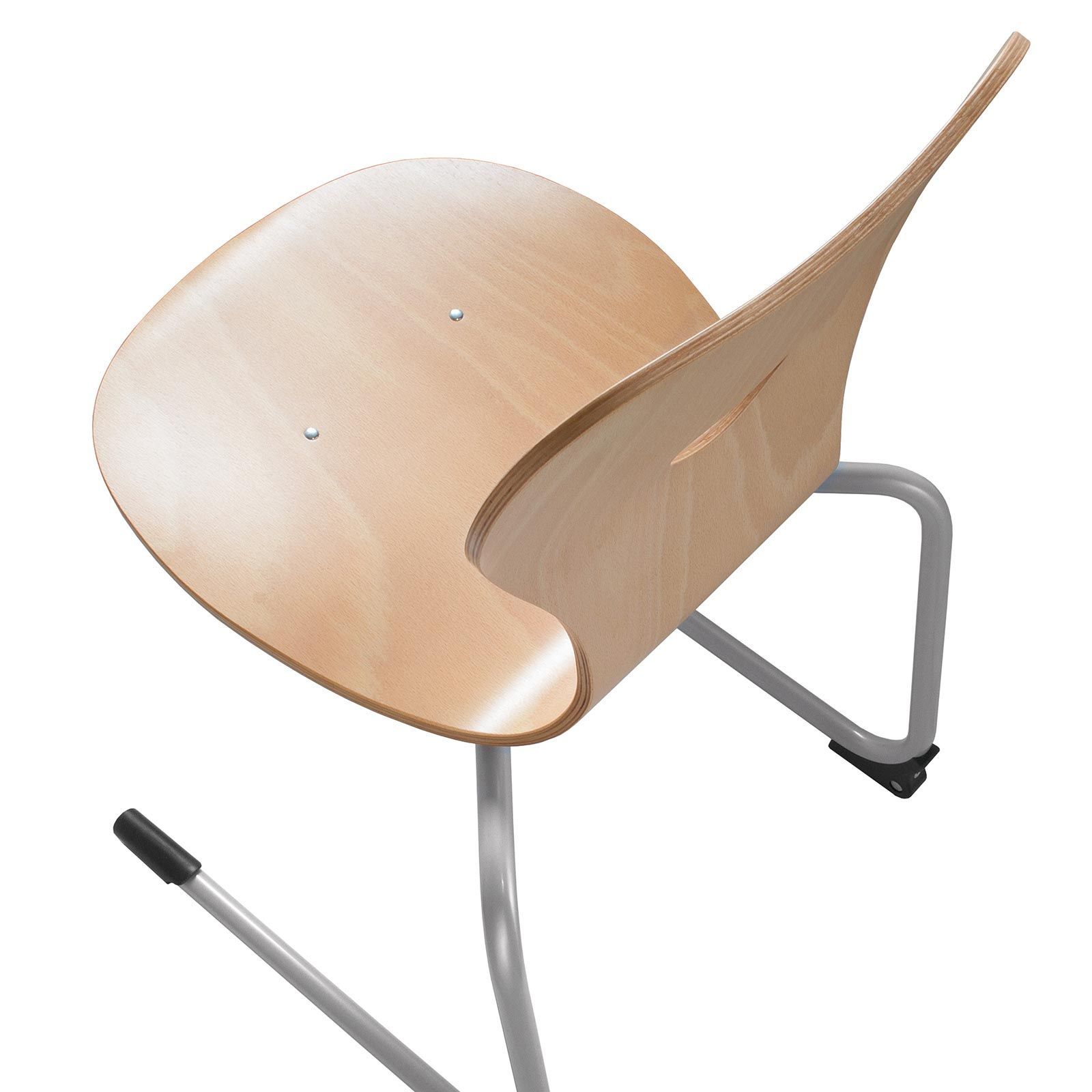 Chaise scolaire piètement luge - Chaise d'école avec coque en bois - EWS.4_1