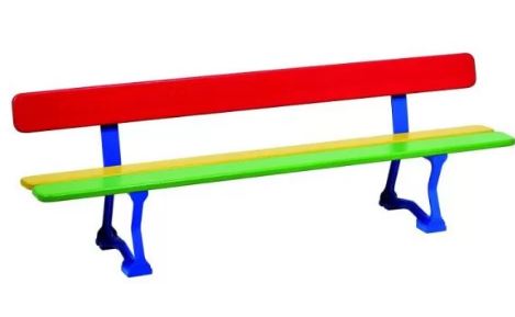 Banc Mora Junior en bois exotique - finition laquée - longueur 1500 mm - hauteur d’assise 270 mm - structure en fonte d’acier peinte_1