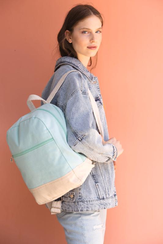 Sac à dos essentiel en coton - Kimood - Réf: KI0185 - Fond contrasté - 210 g/m²_1